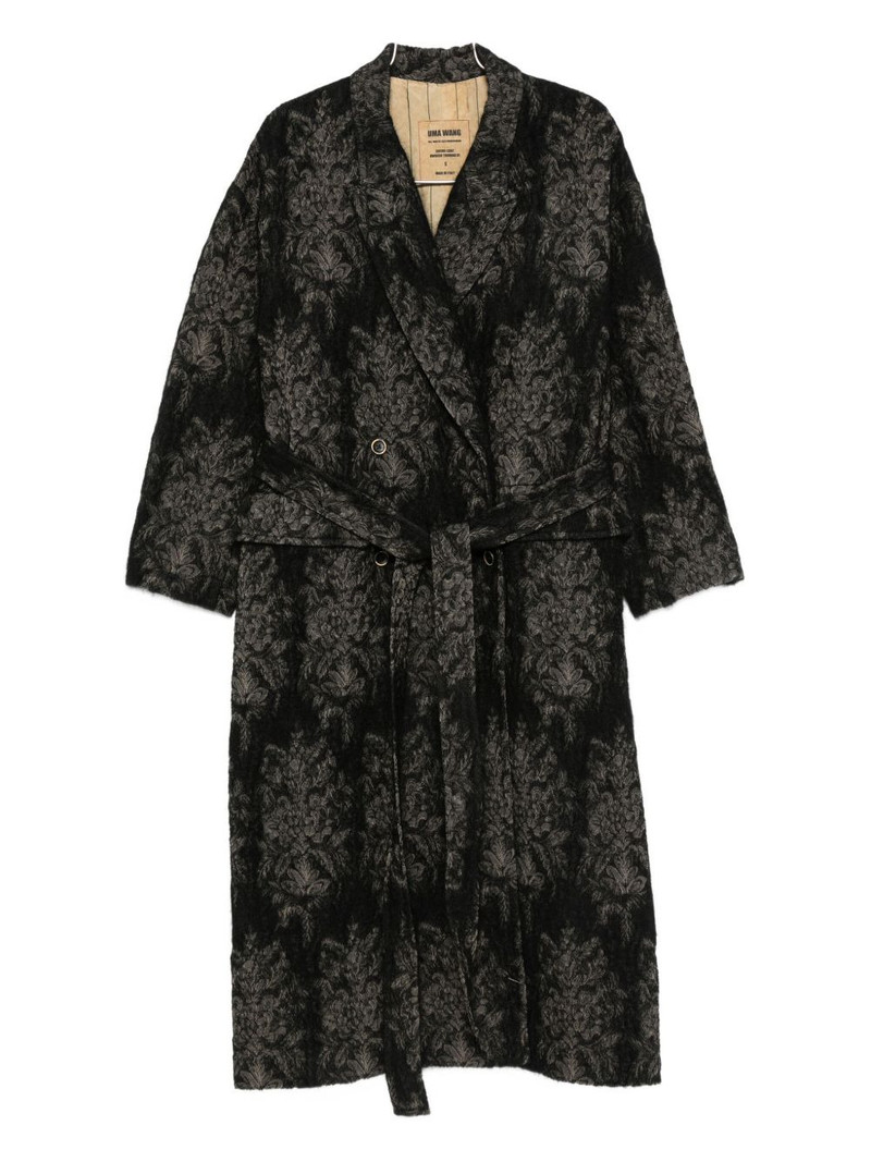 floral-pattern belted coat 1