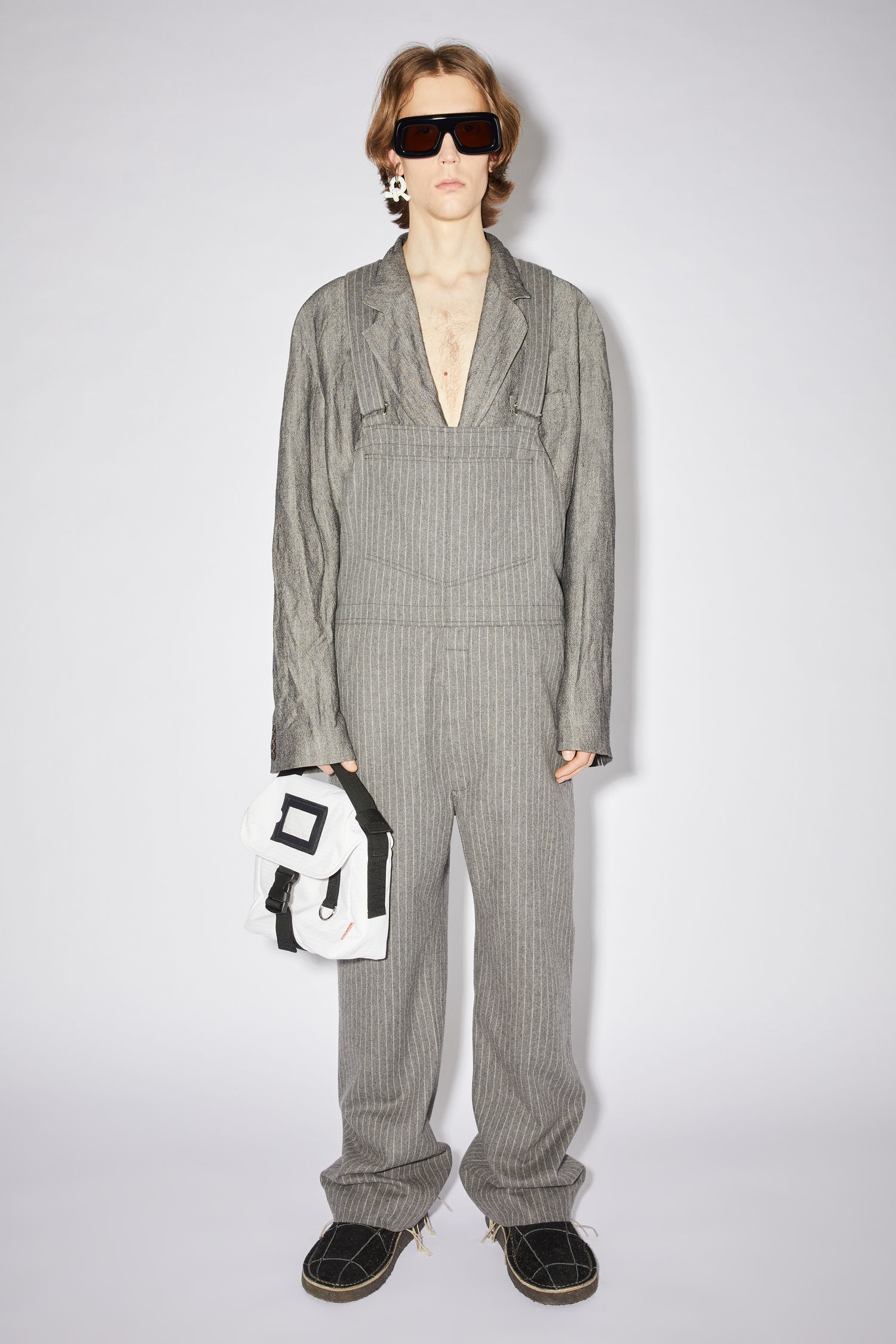 Striped overalls - Grey/beige - 2