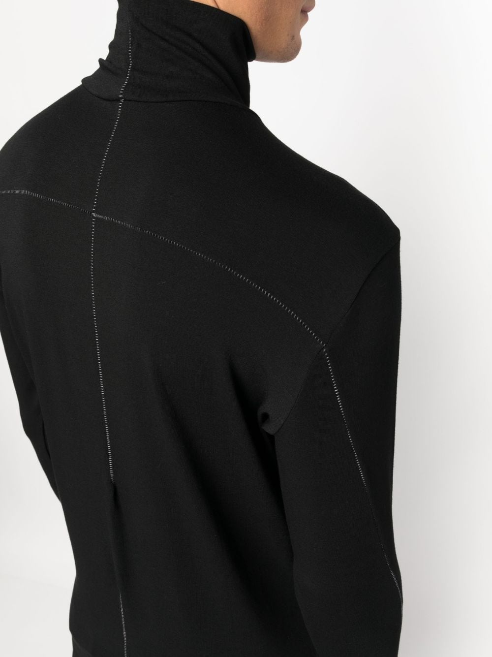 contrast-stitching high-neck T-shirt - 5