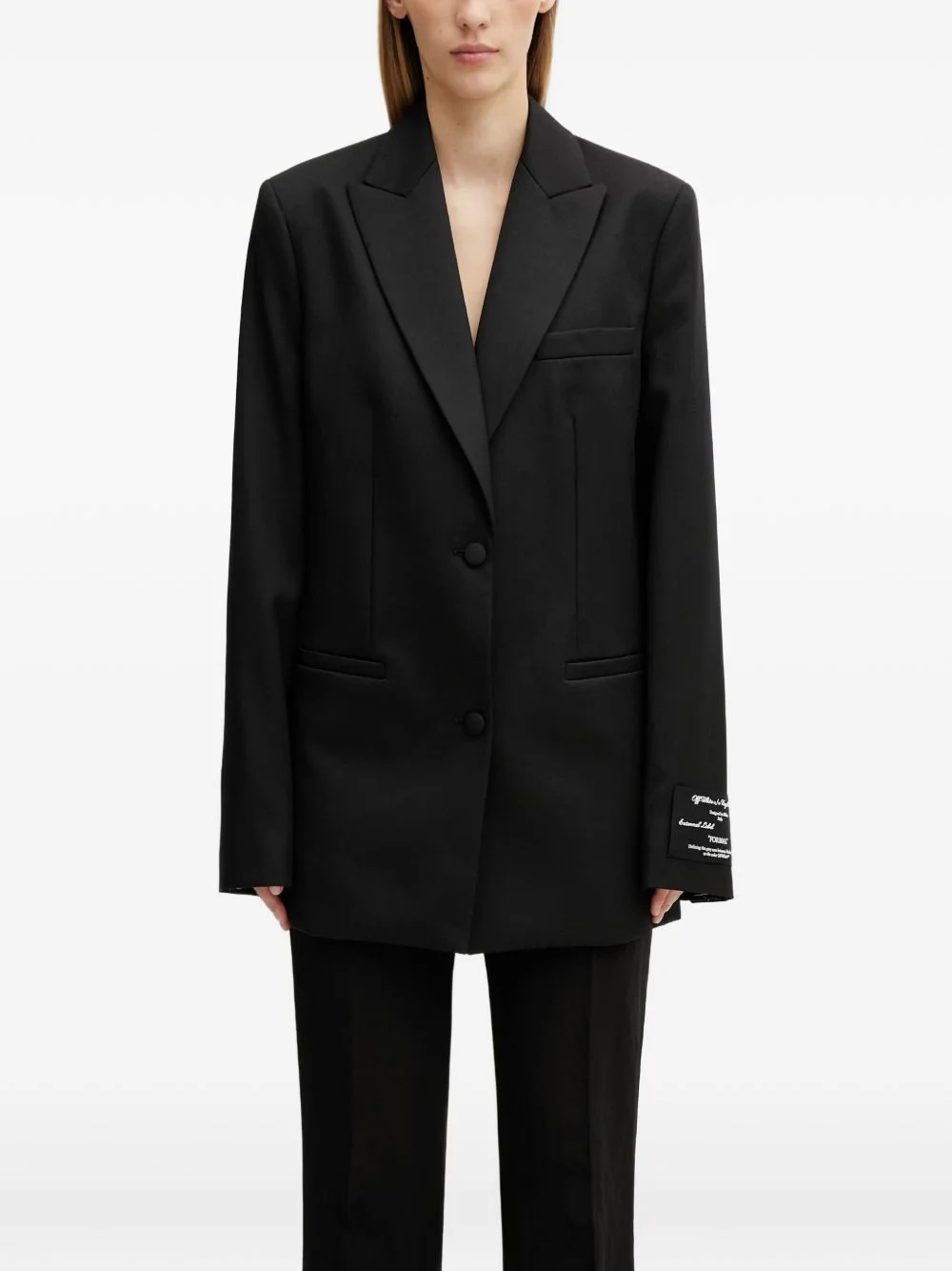 logo-patch single-breasted blazer - 1