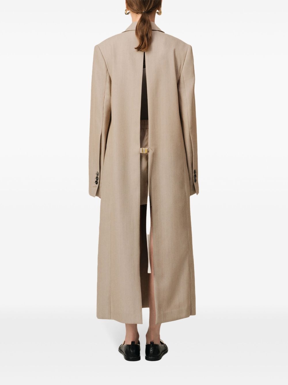 slit-detail maxi coat - 4