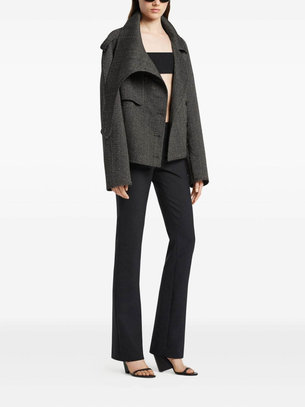 oversized-collar cropped jacket - 3