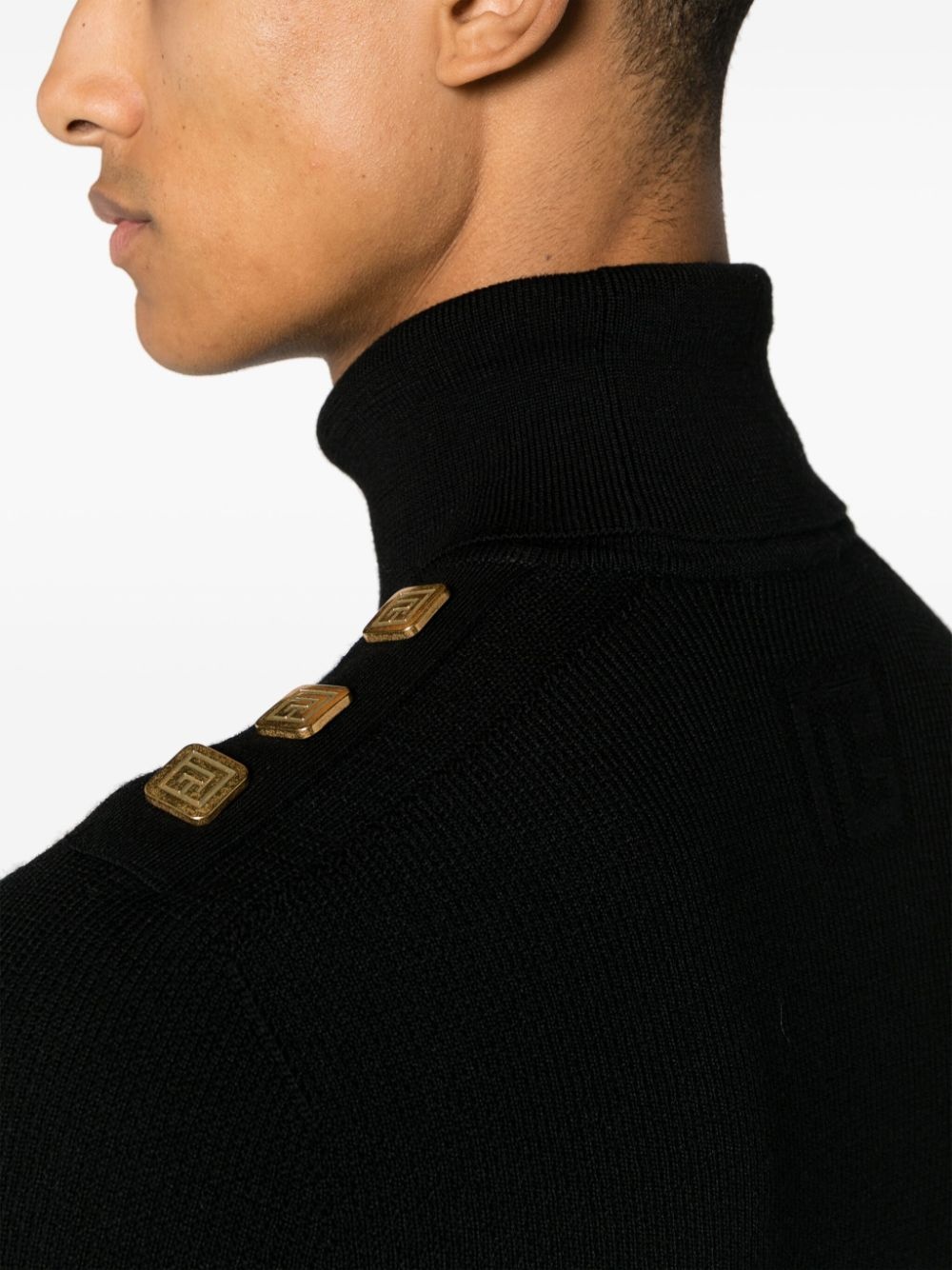 decorative-buttons fine-ribbed wool jumper - 5