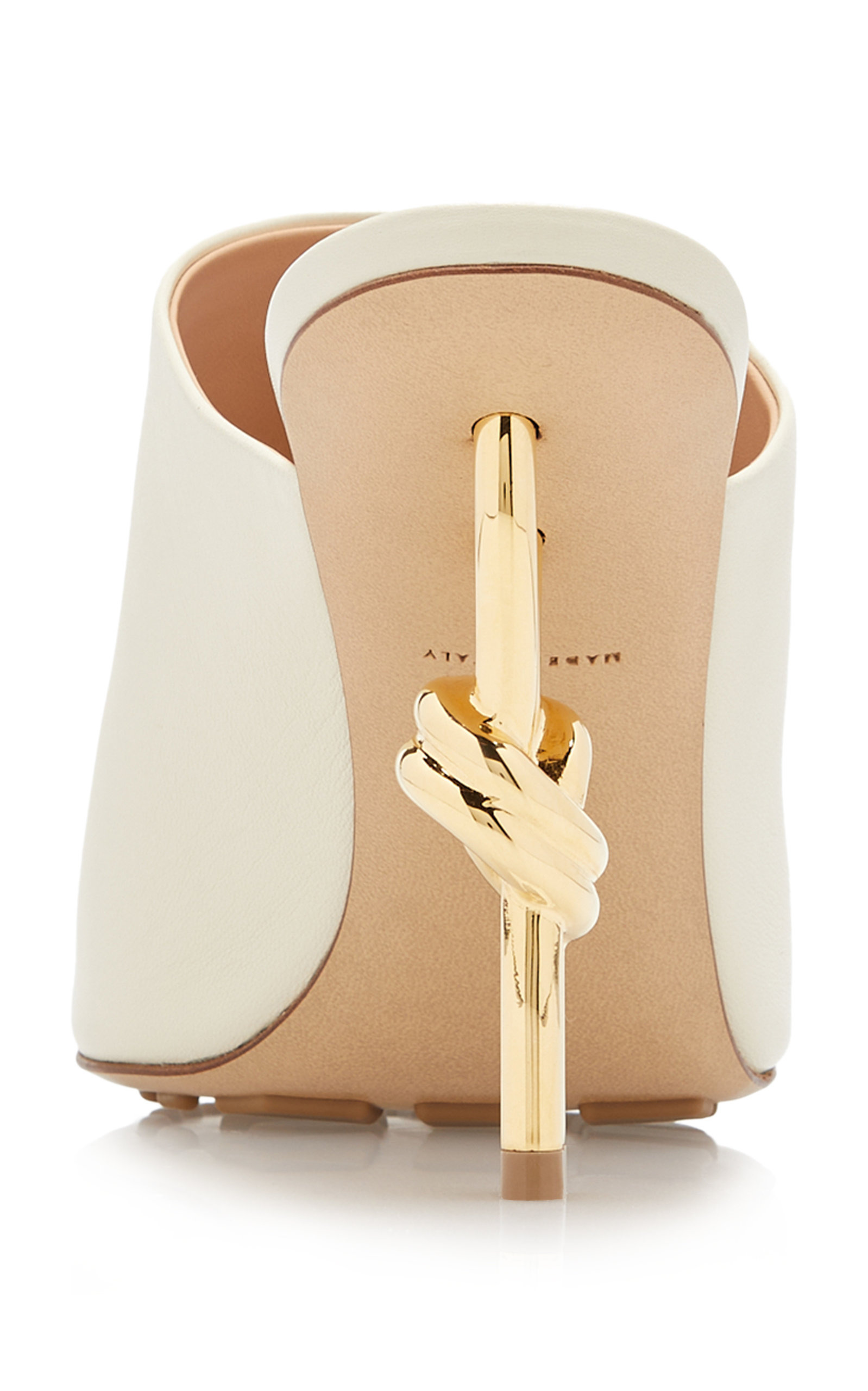 Knot-Detailed Leather Mules white - 4