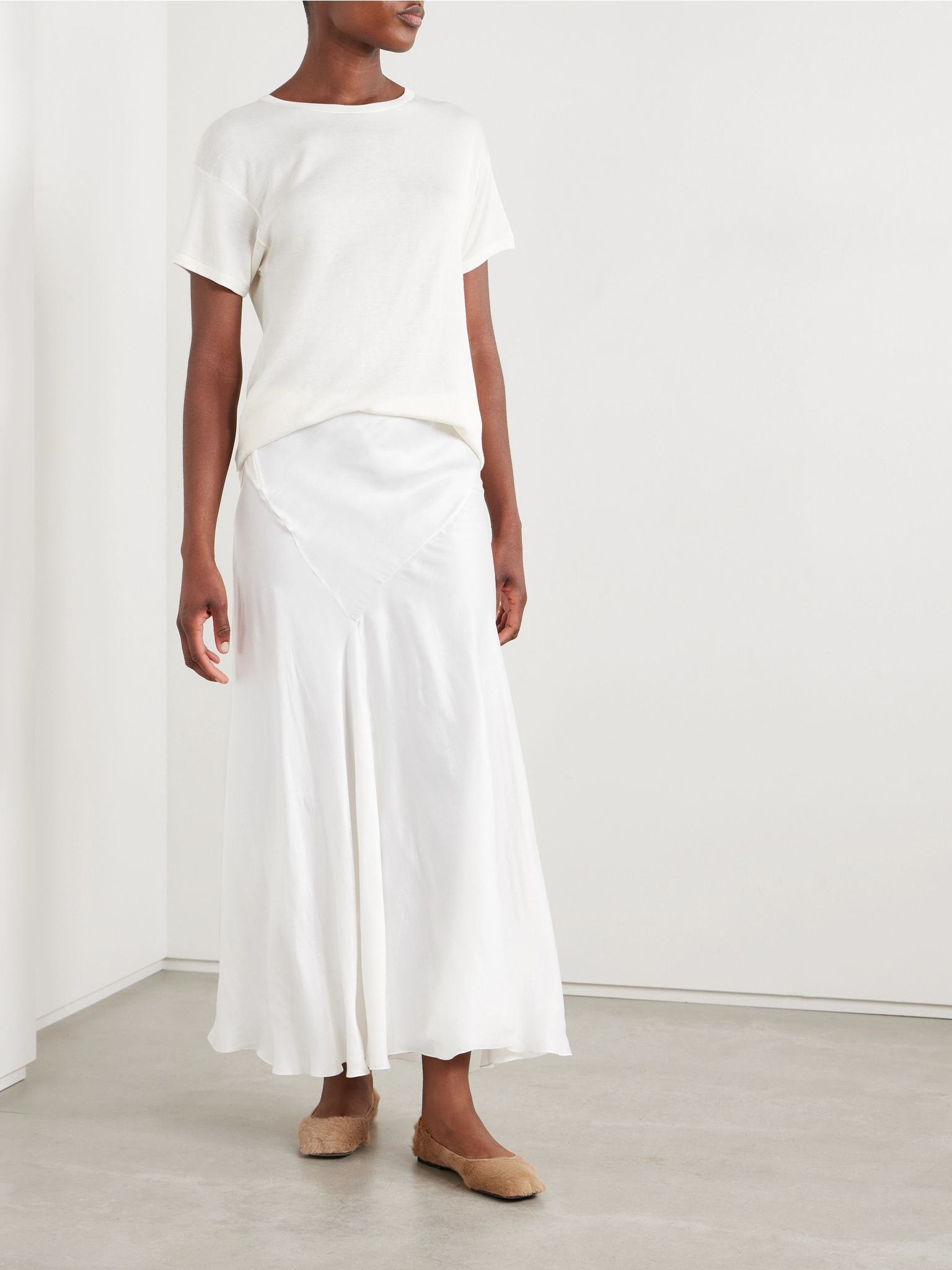 Luce washed-satin maxi skirt Off-white - 2