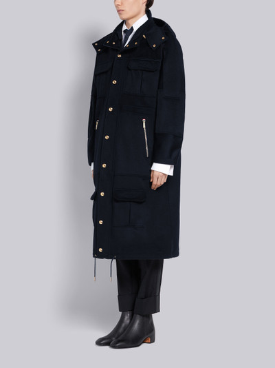 Thom Browne Navy Cashmere Zibeline Snap Front Nautical Coat outlook