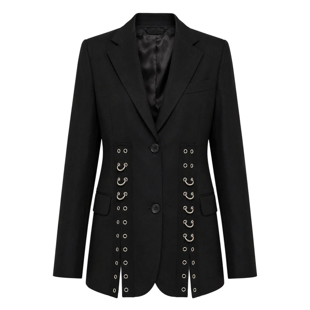 Grommet Ring Hem Slice Jacket - 1