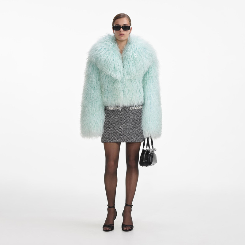 self-portrait Green Shearling Jacket outlook