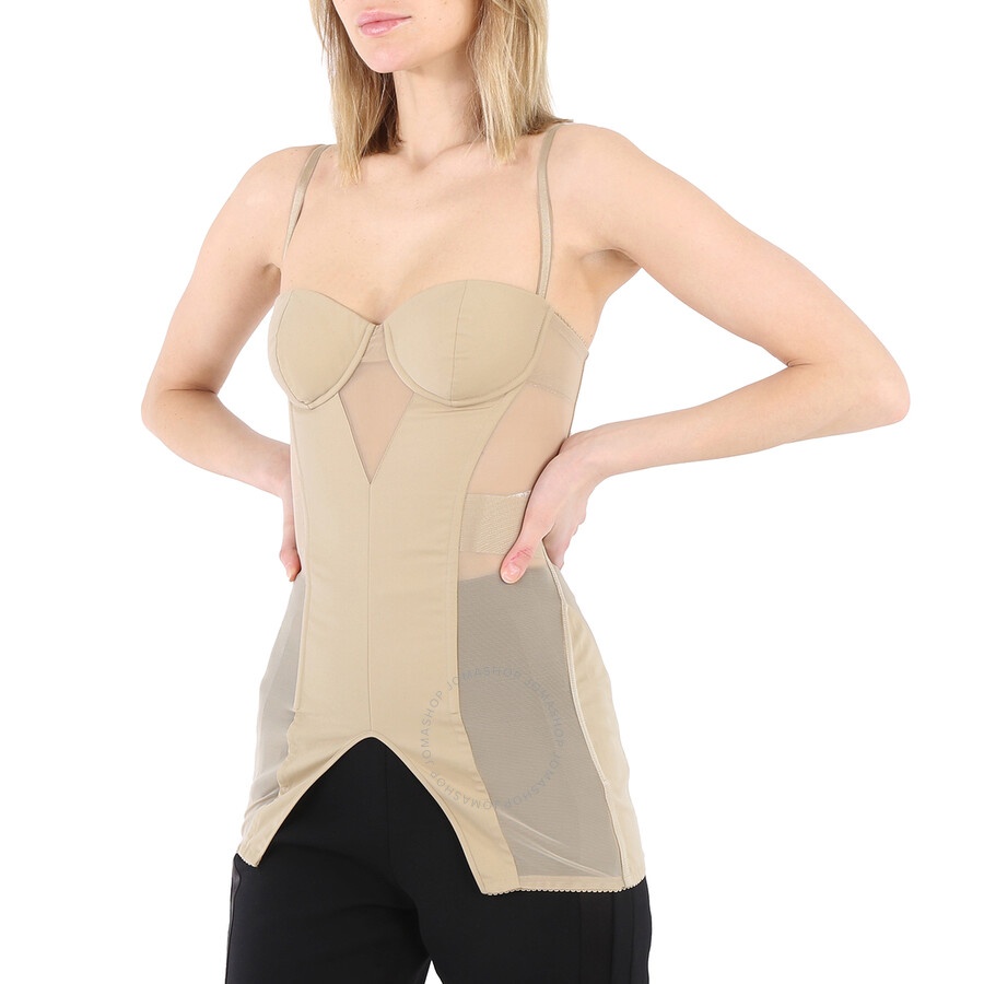 Burberry Ladies Pale Honey Mesh Panel Detail Cotton Bodice - 3