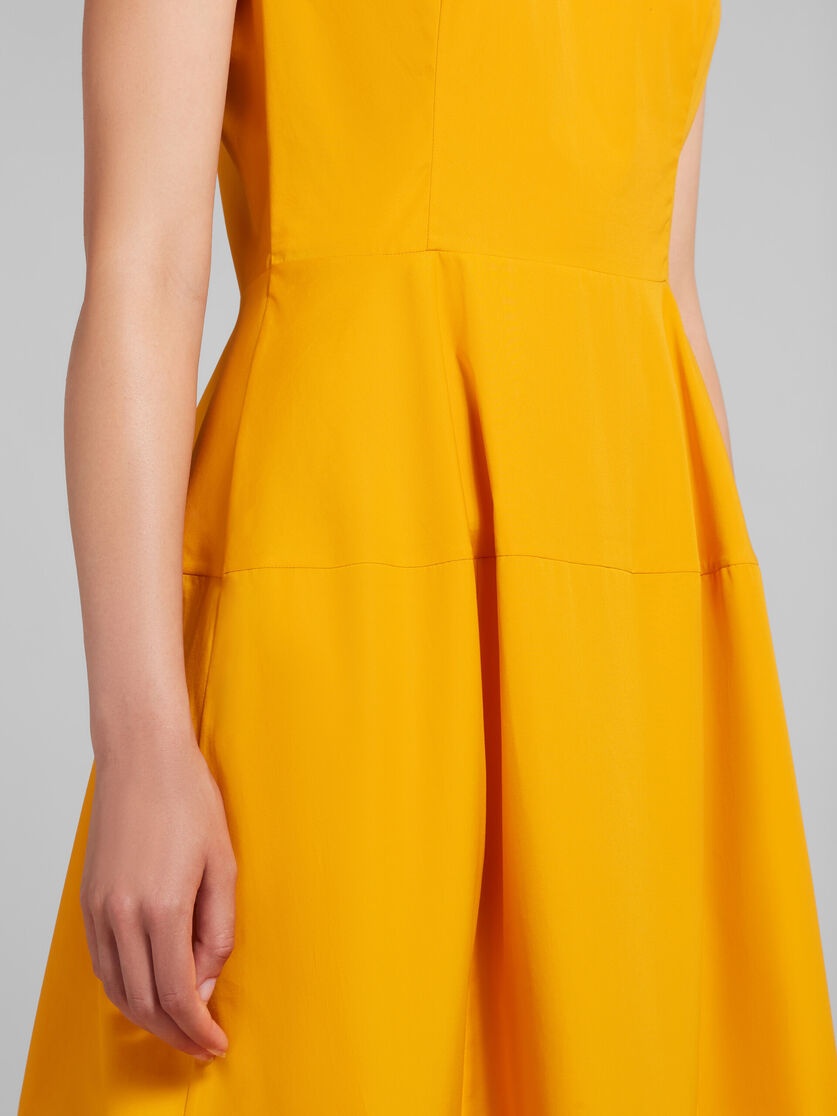 ORANGE BIO POPLIN MIDI DRESS WITH MINI PLEATS - 5