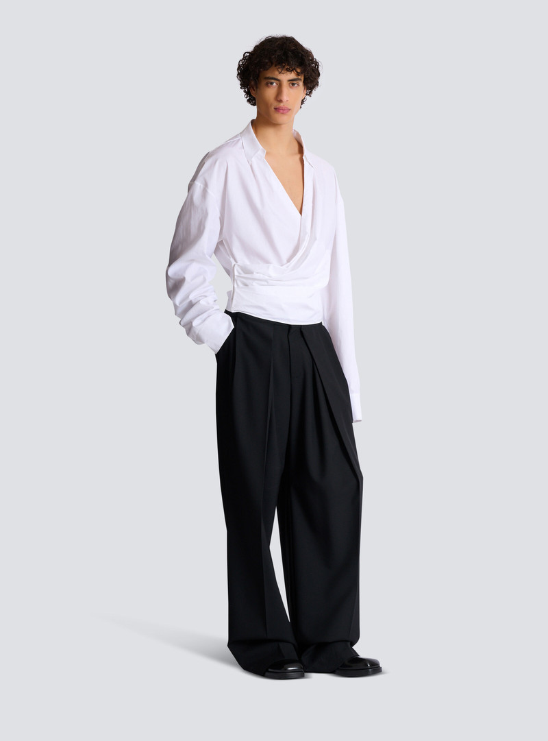 Draped cotton poplin shirt 3