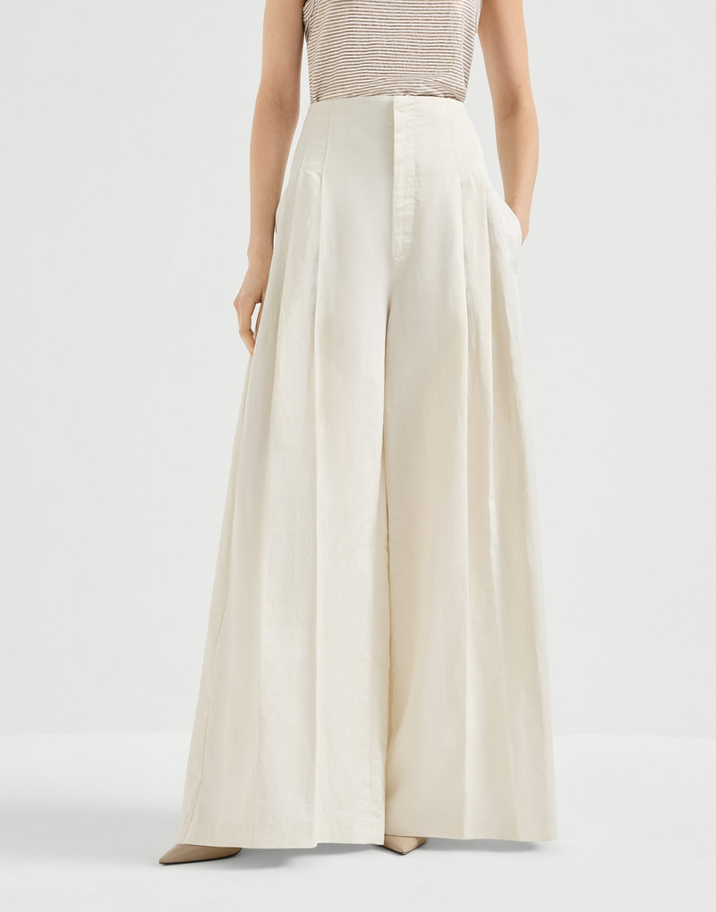 Cotton and ramie twill maxi trousers 2