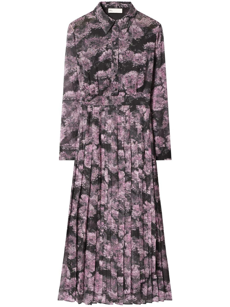 floral-print pleated silk dress 1