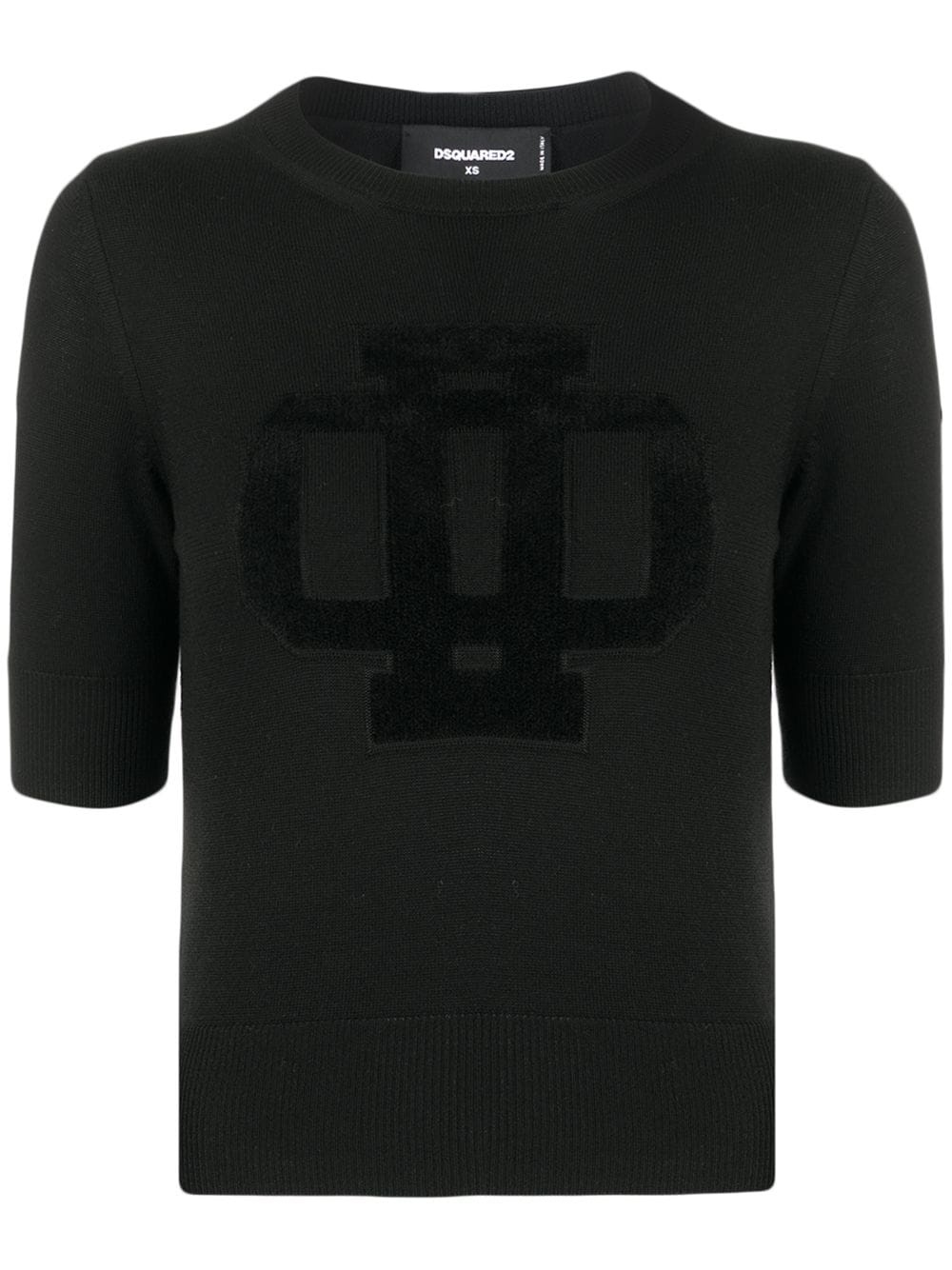 logo embossed wool blend top - 1