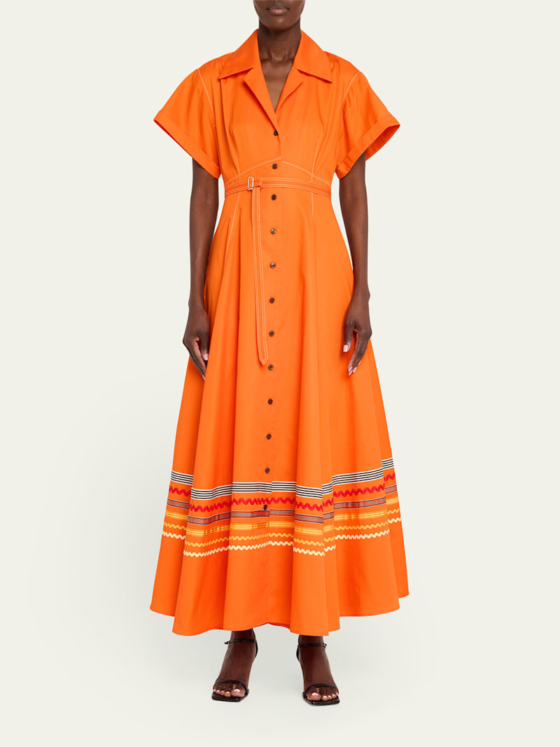 CHRISTOPHER JOHN ROGERS Embroidered Short Sleeve Belted Shirtdress outlook
