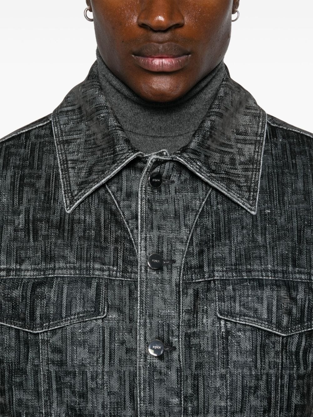 FF-motif denim jacket - 5