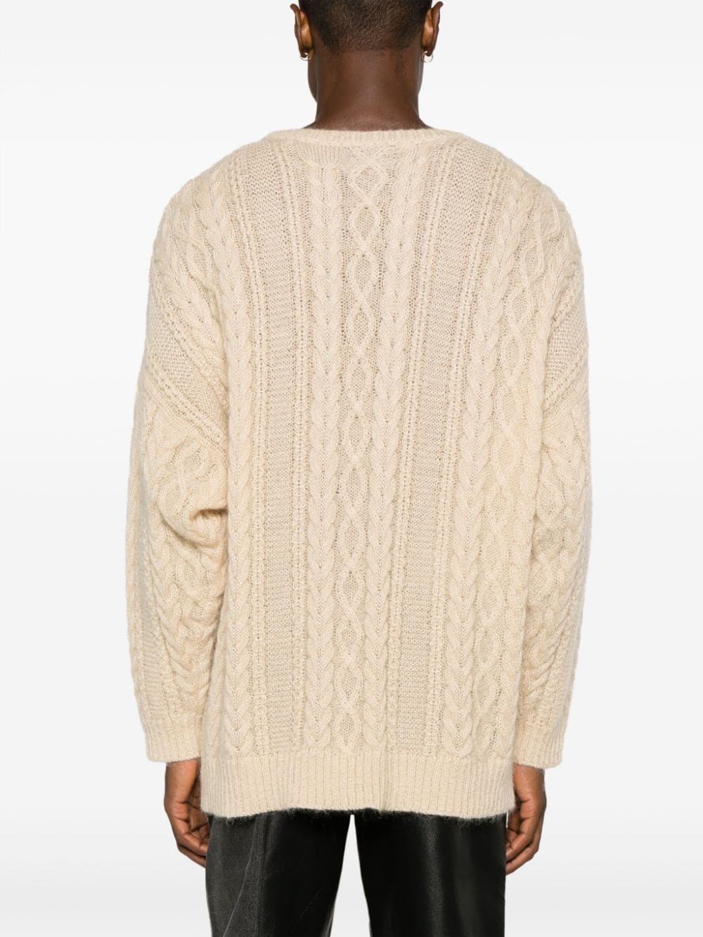 cable-knit crew-neck jumper - 4