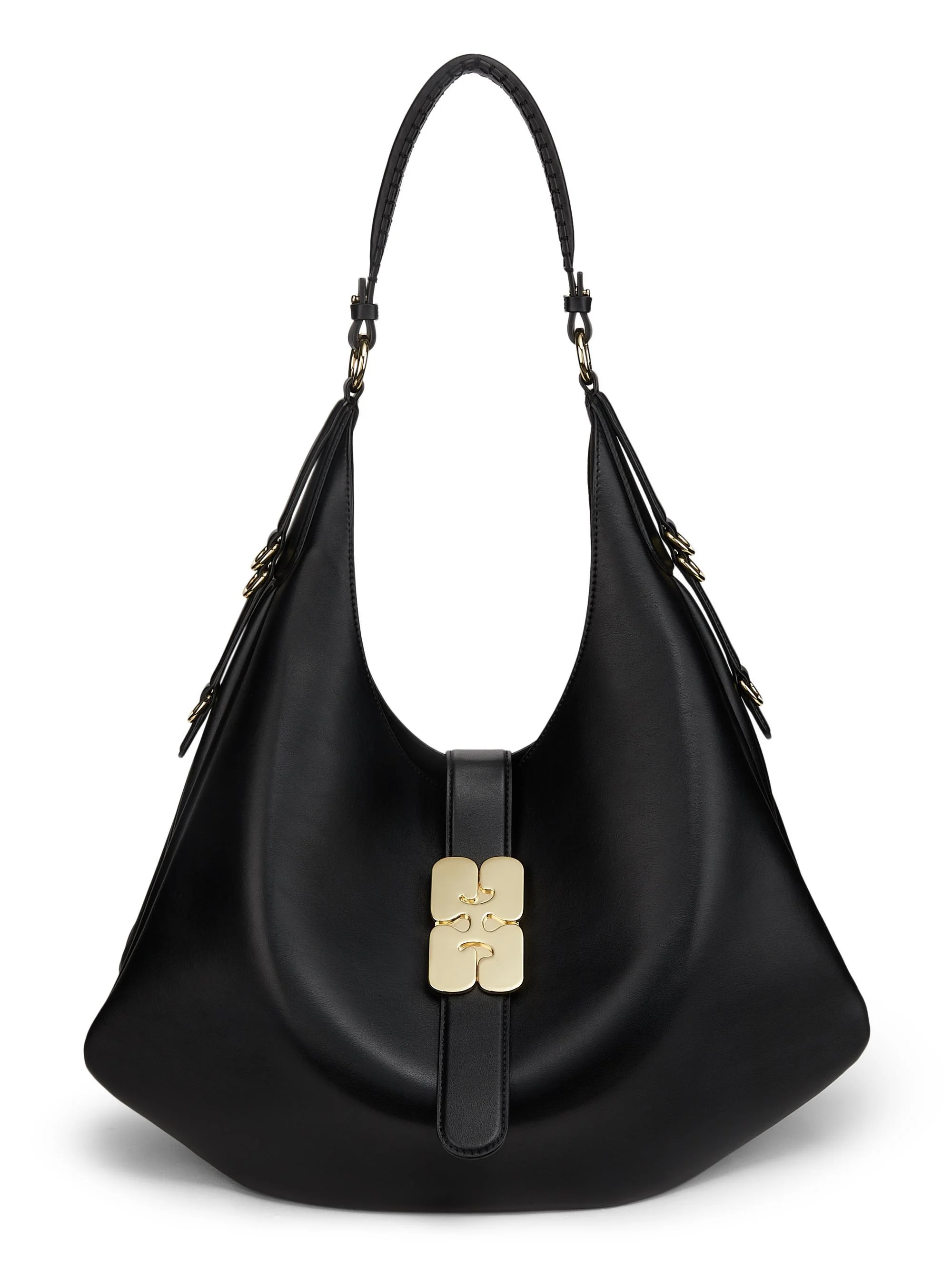 Women's Large Kat Leather Hobo Bag - Black - 1