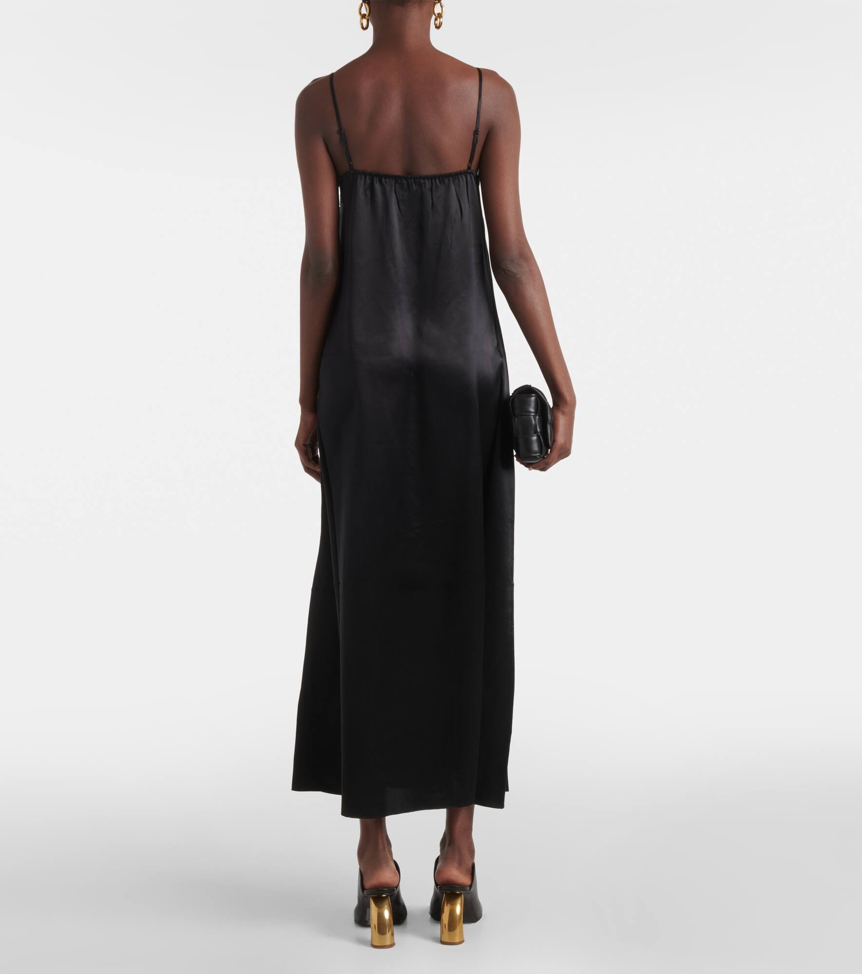 Lace-trimmed silk satin slip dress - 3