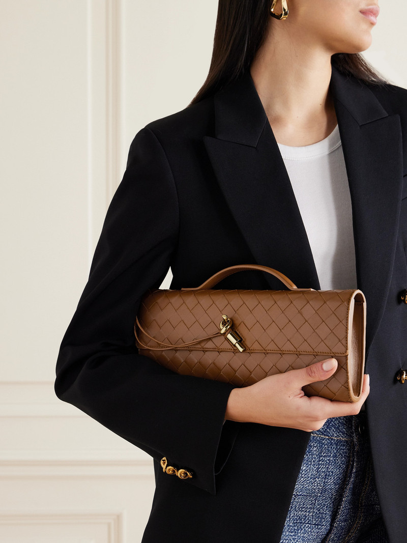 Bottega Veneta Long Andiamo Intrecciato Leather Clutch outlook