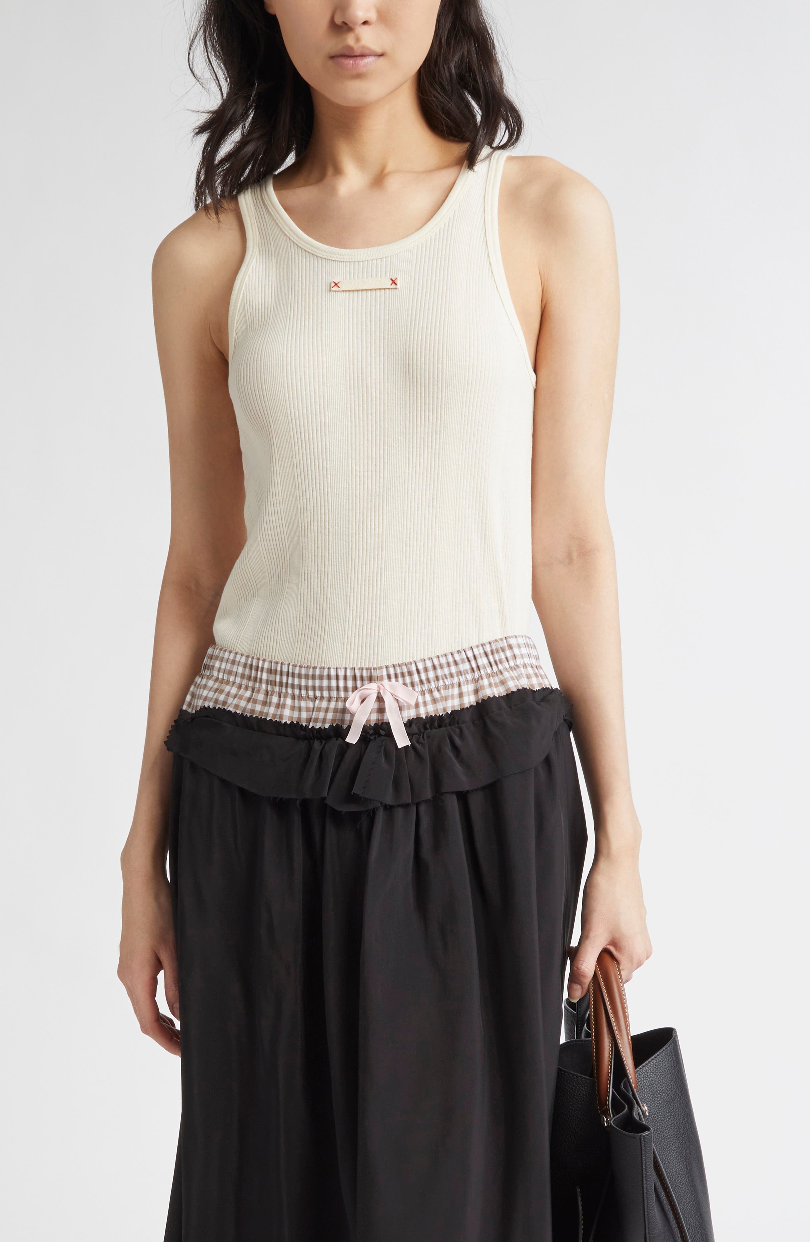 Maison Margiela Rib Tank in Beige at Nordstrom - 1
