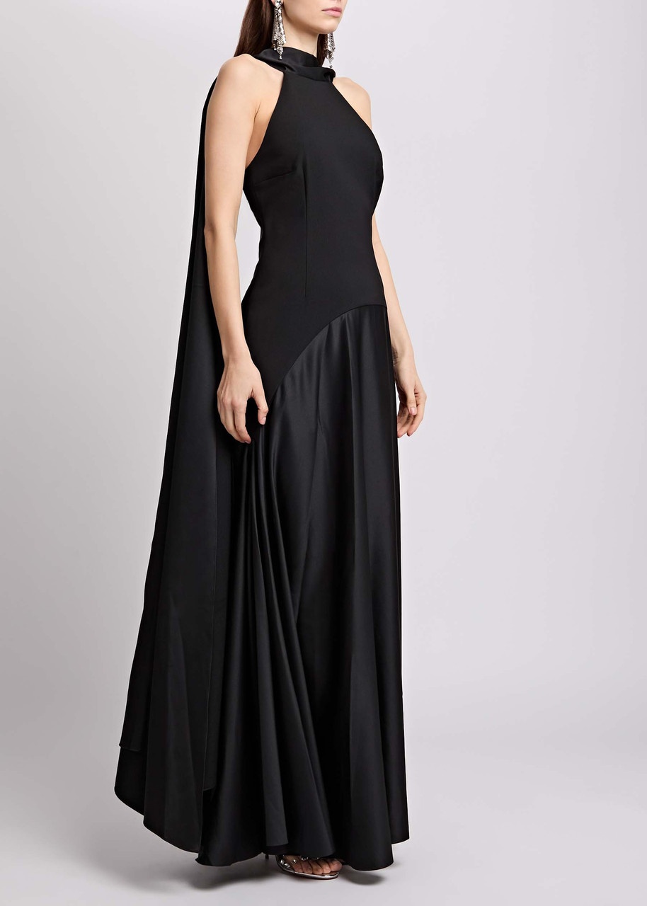 Solace London Cece Draped Satin and Crepe Maxi Dress - 2