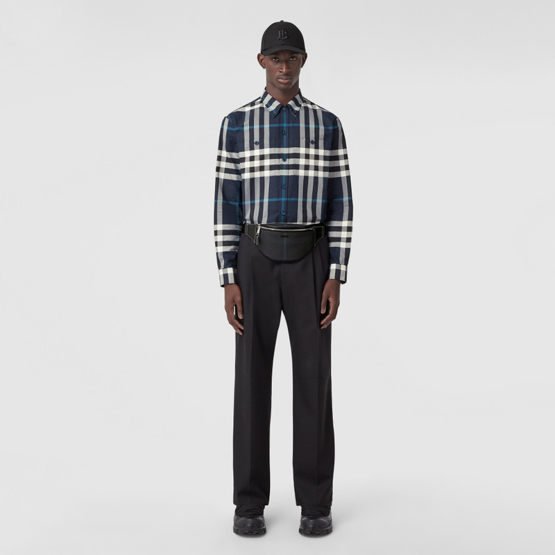 Exaggerated Check and Leather Mini Bum Bag 6