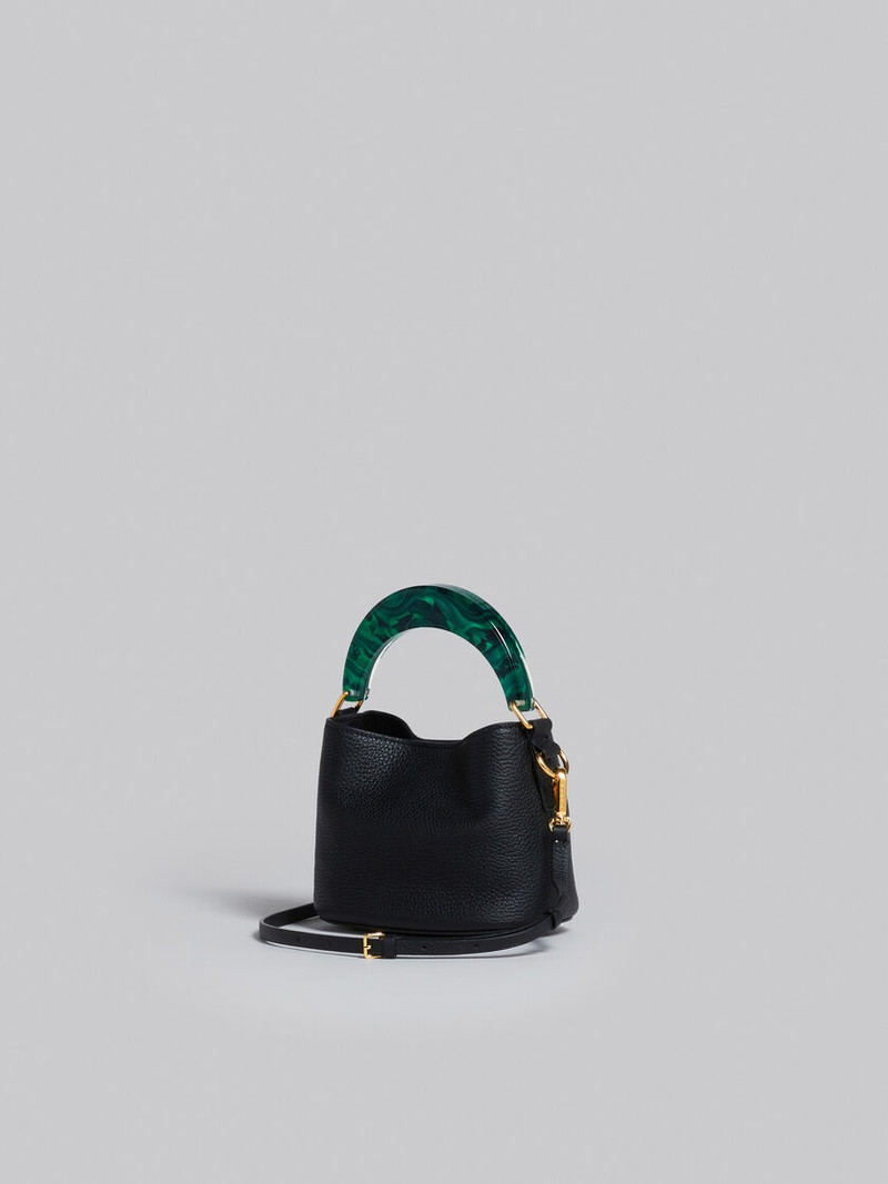 Marni VENICE MINI BUCKET BAG IN BLACK LEATHER outlook