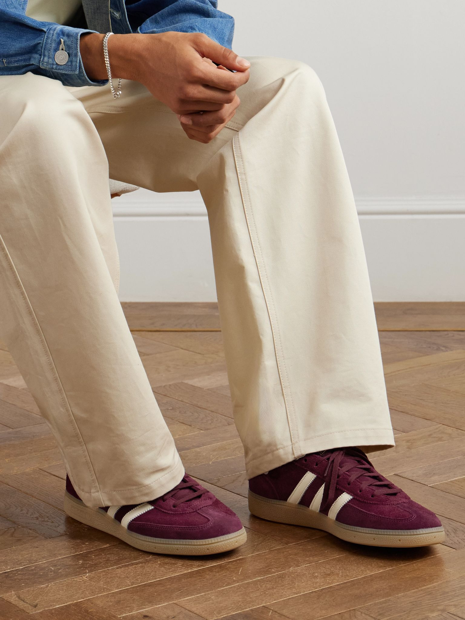 Handball Spezial Leather-Trimmed Suede Sneakers Burgundy - 2