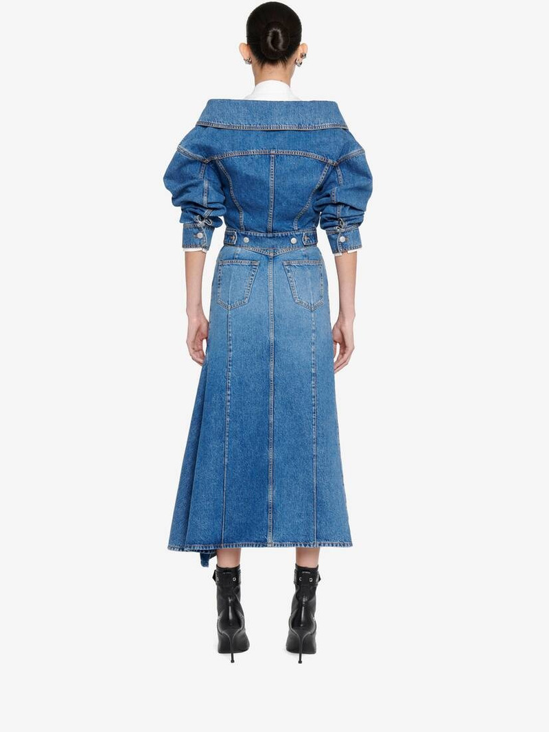 Women's Slashed Denim Pencil Skirt 에 돌 Washed 4