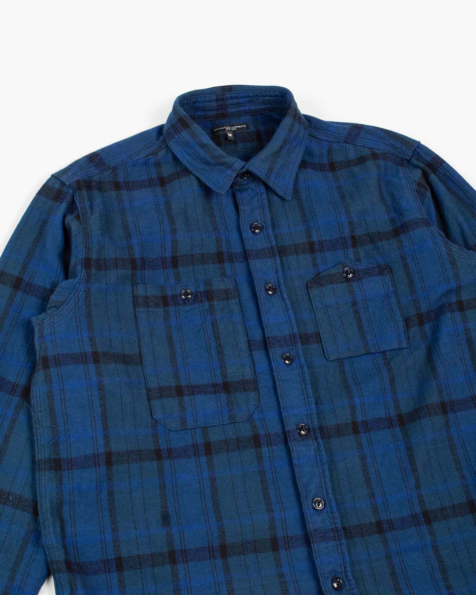 Work Shirt Navy/Black Plaid Cotton Flannel - 5