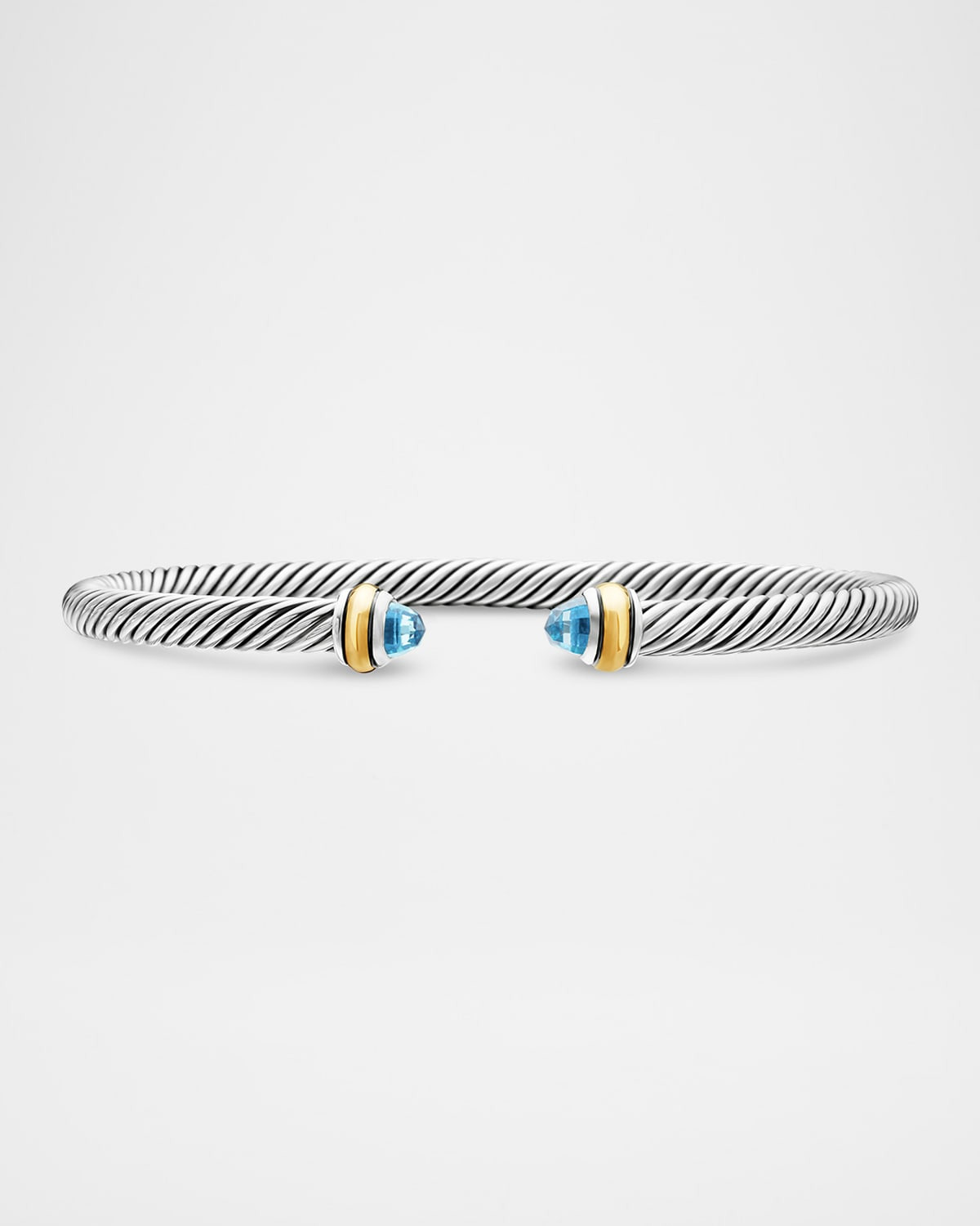 Cable Bracelet with Gemstone in Silver with 18K Gold, 4mm - 1