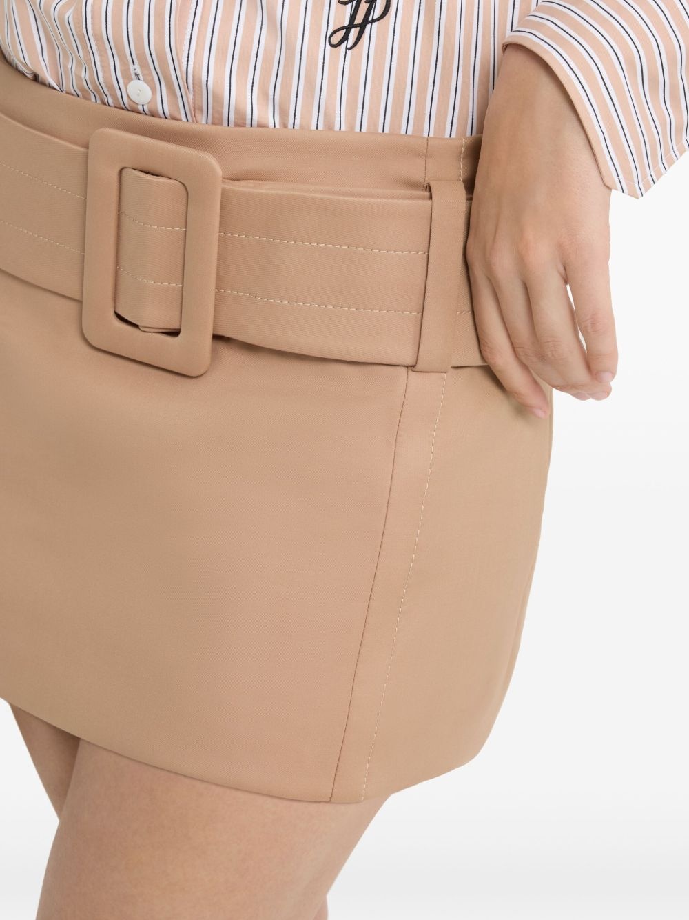 belted organic-cotton mini skirt - 4