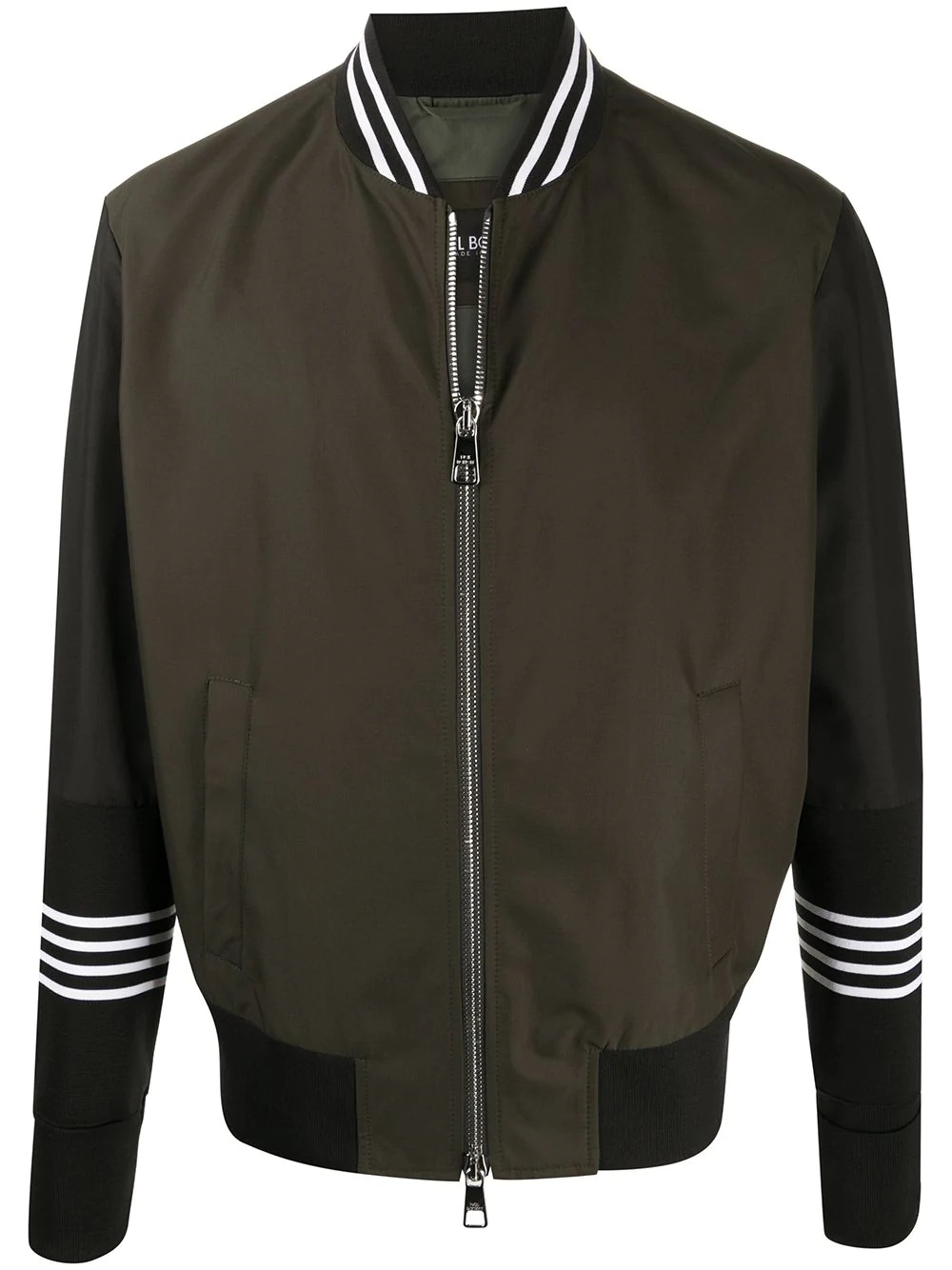 striped-trim bomber jacket - 1