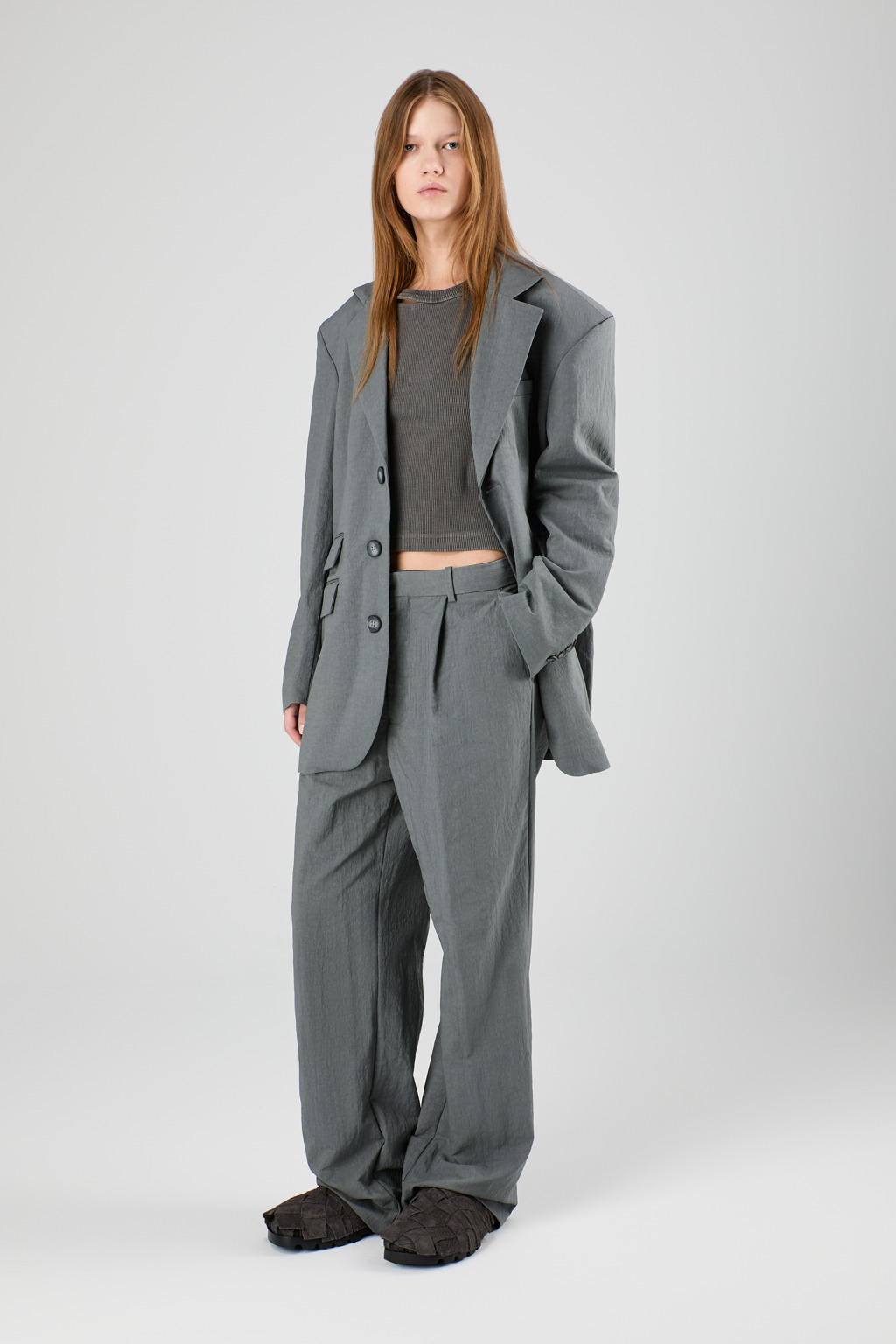 Gray ECONYL® Suit Blazer - 6