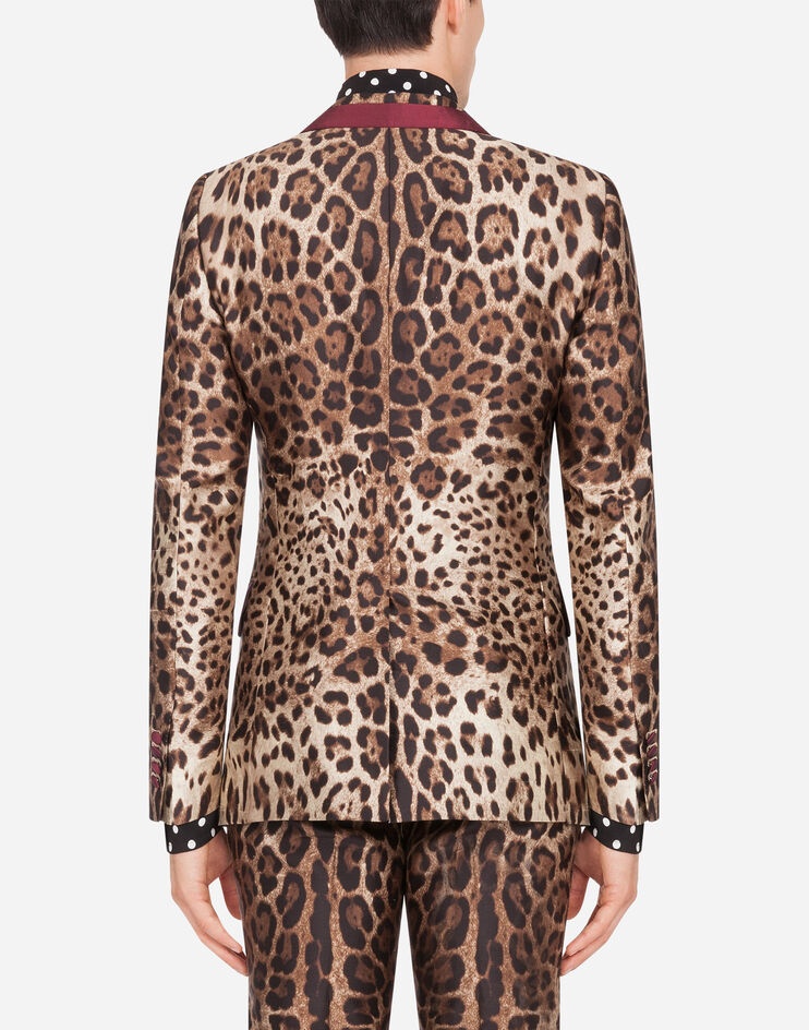 Silk mikado casino jacket with leopard print - 2