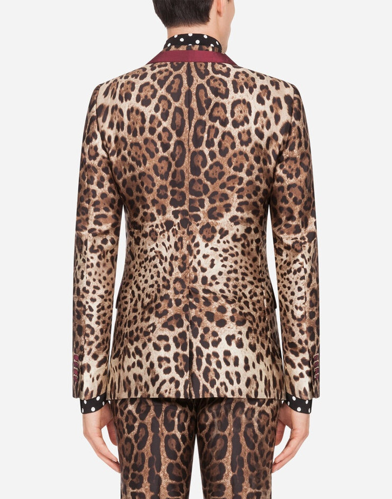 Silk mikado casino jacket with leopard print 3