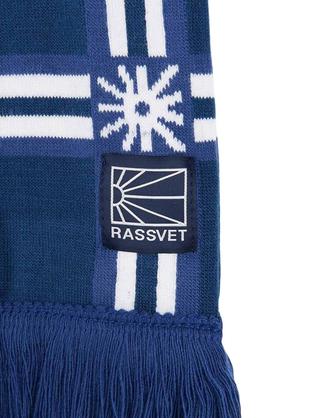 geometric-pattern fringed scarf - 2