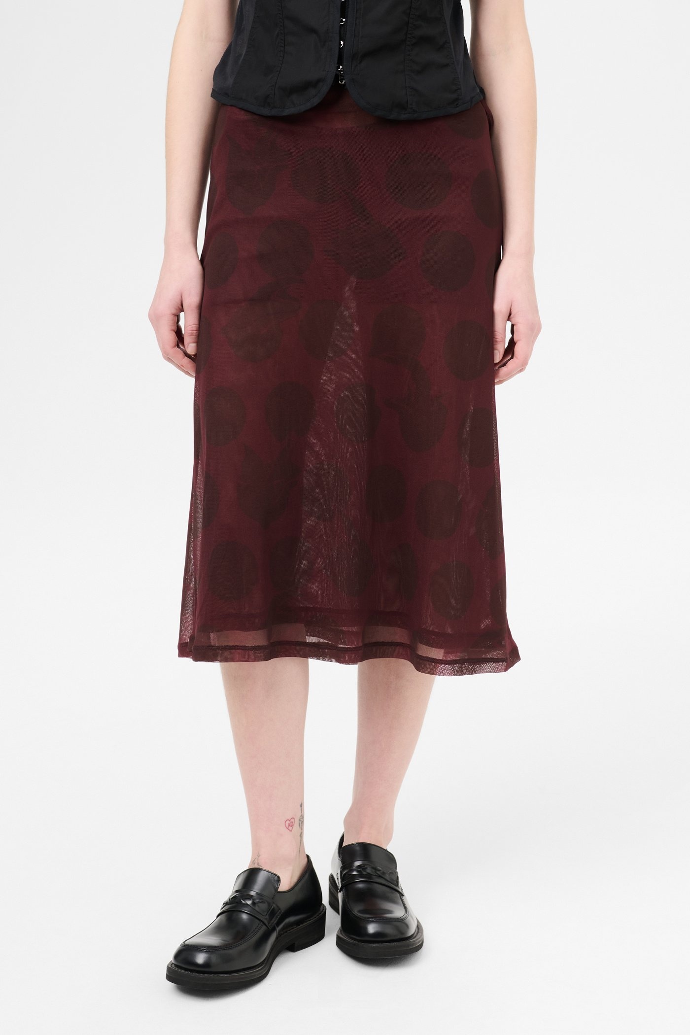 Ballon Skirt Dotted Pink Print Mesh - 3
