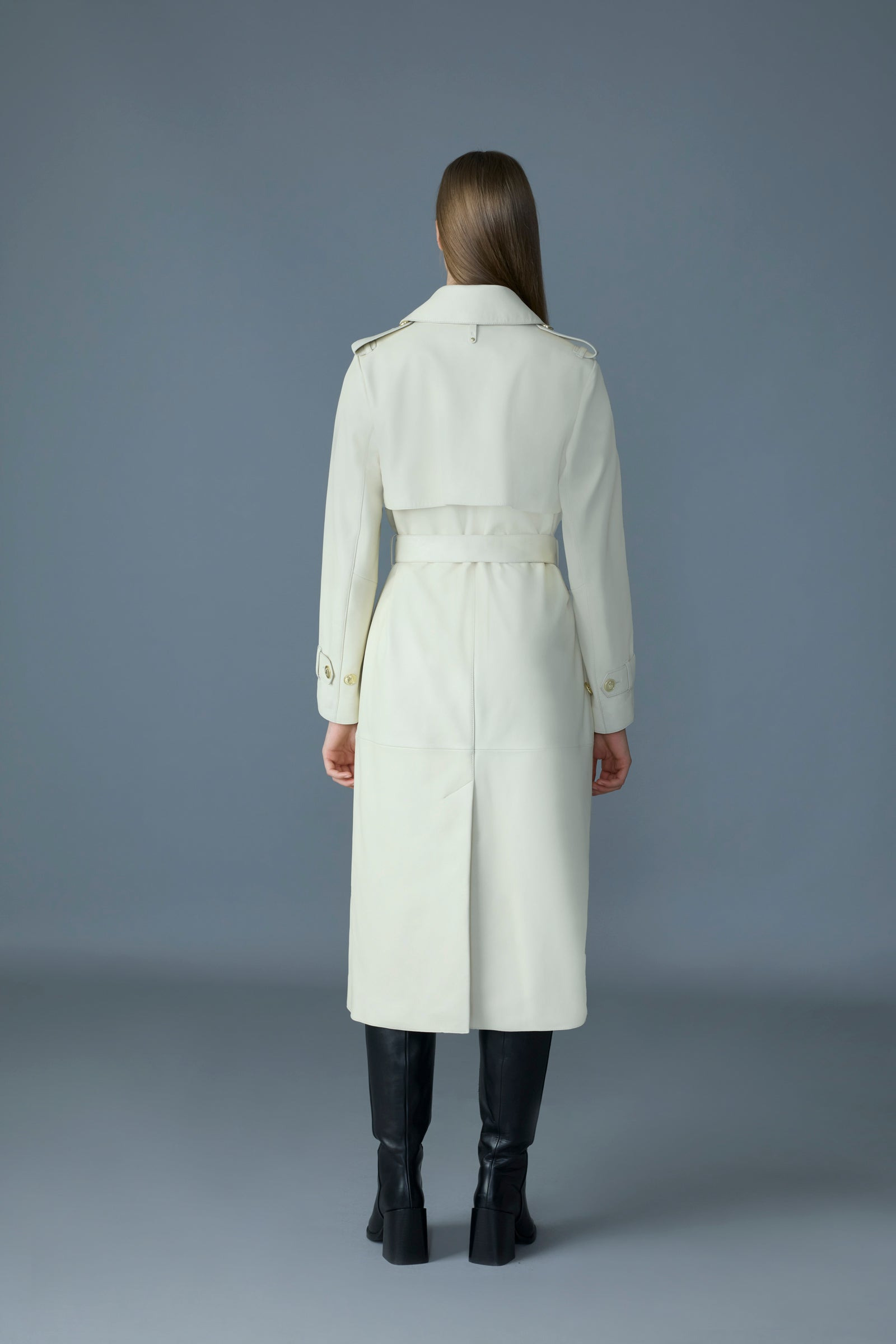 GAEL-V Maxi Leather Trench Coat - 4