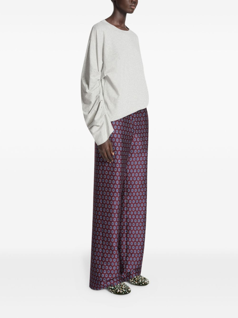 pleated long-sleeves T-shirt - 3