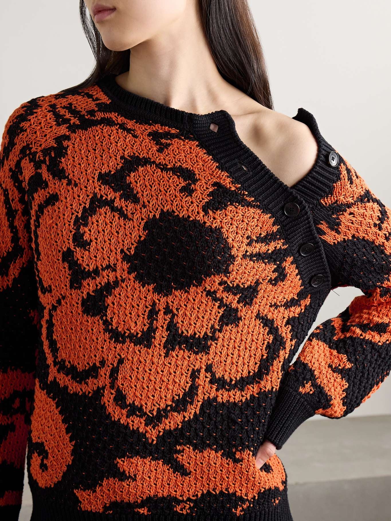 Cotton-jacquard sweater Orange - 6