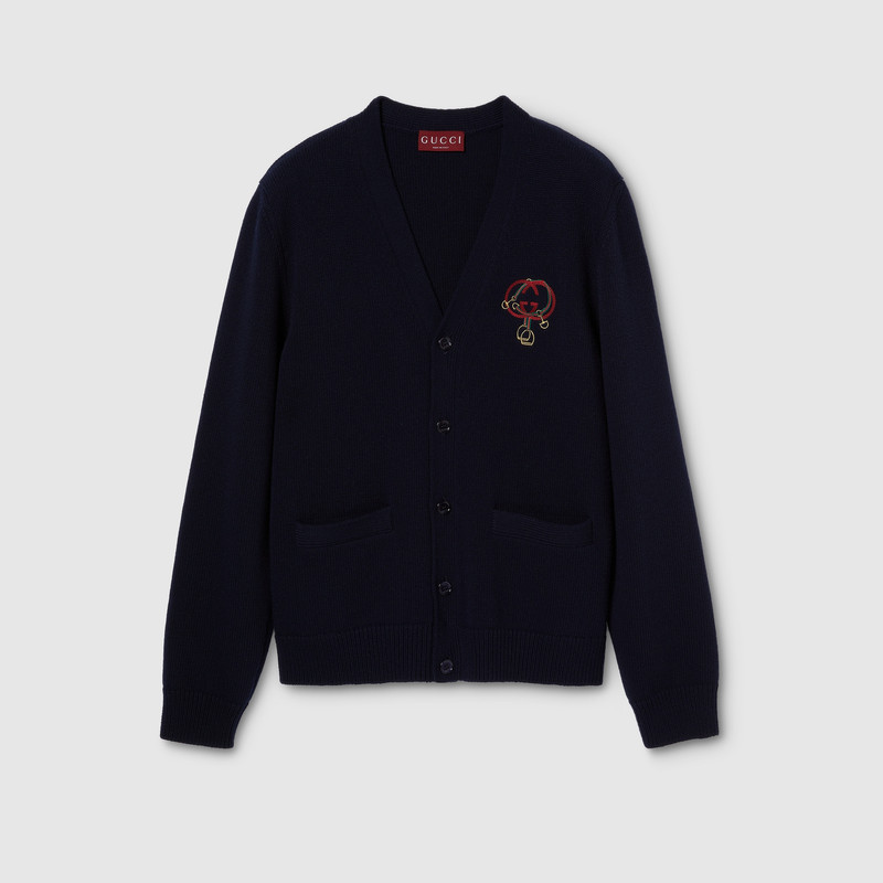 Knit wool cardigan with embroidery 1
