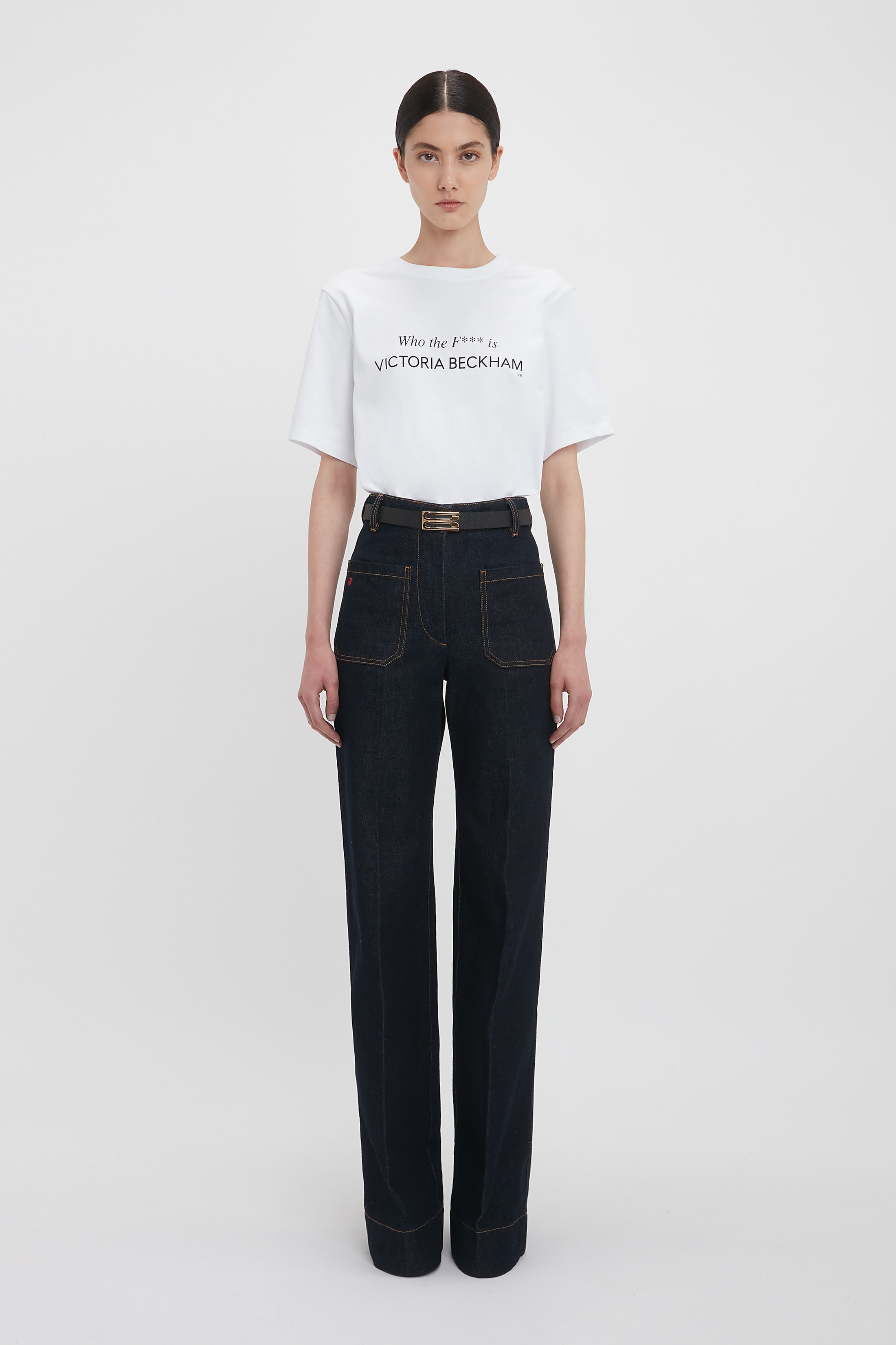 'Who The F*** Is Victoria Beckham' Slogan T-Shirt In White - 2