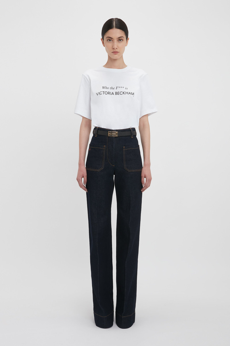 Victoria Beckham 'Who The F*** Is Victoria Beckham' Slogan T-Shirt In White outlook
