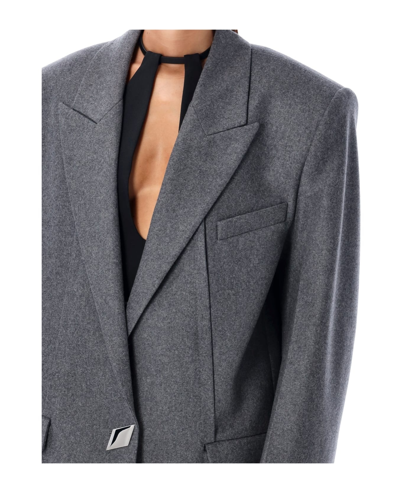 ジャケット ATTICO 248WCG65W055 Jackets Oversized blazer THE ATTICO Oversized Blazer in Grey | FWRD