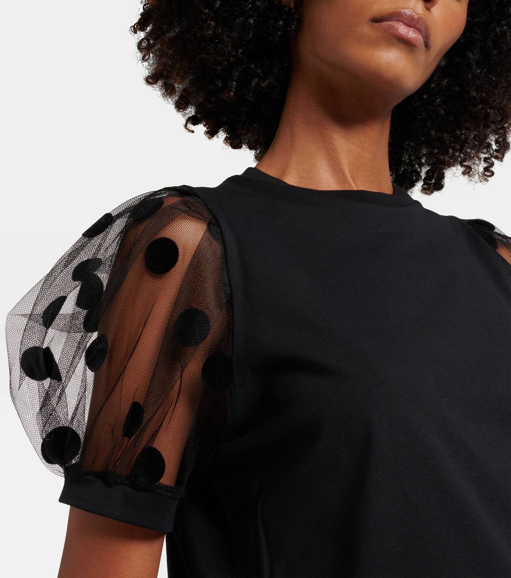 Polka dot tulle and jersey T-shirt - 4