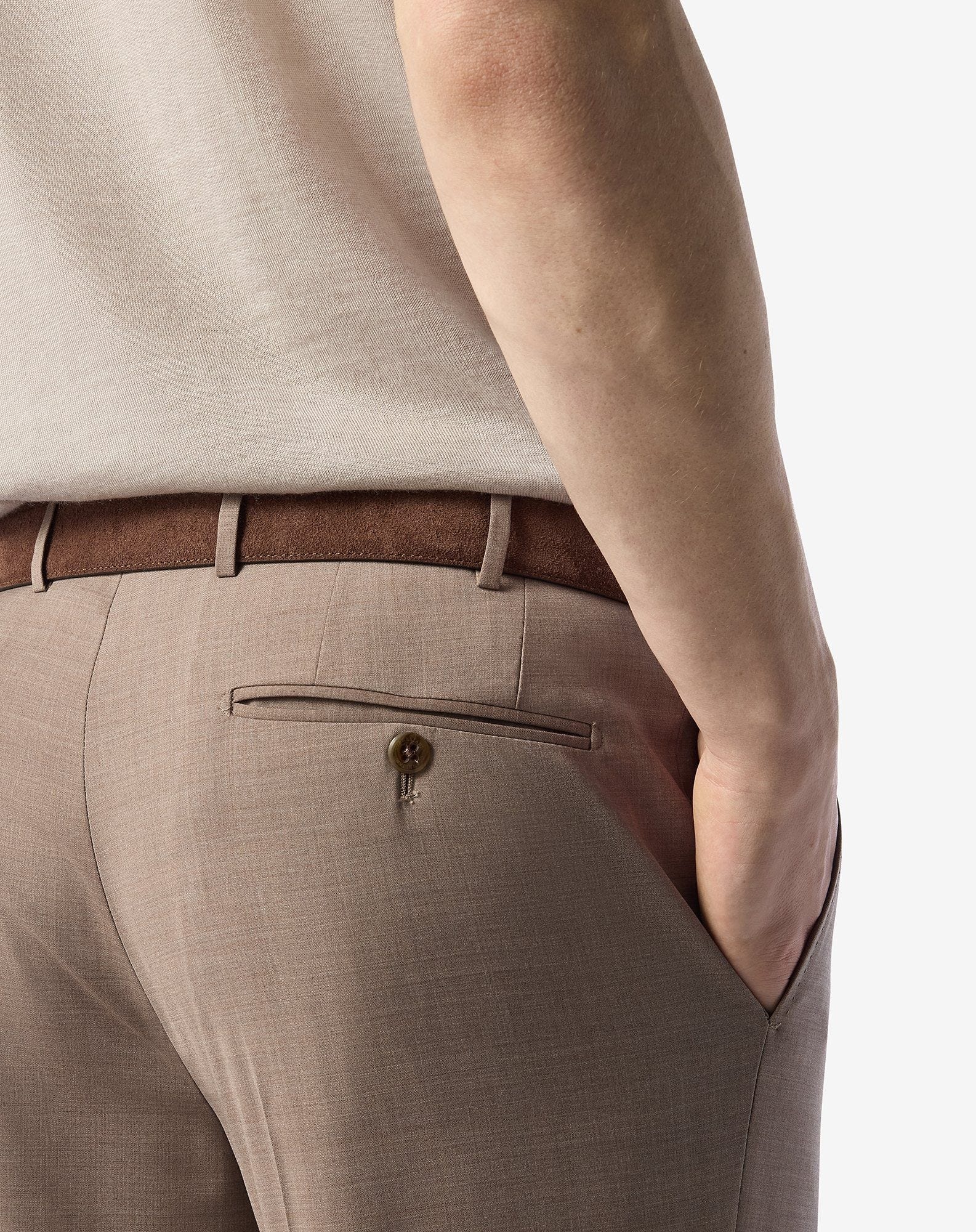 Beige 120's stretch wool trousers - 5