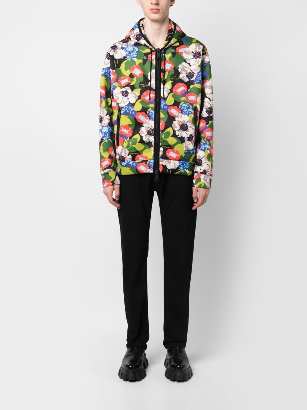 floral-print hooded jacket - 2