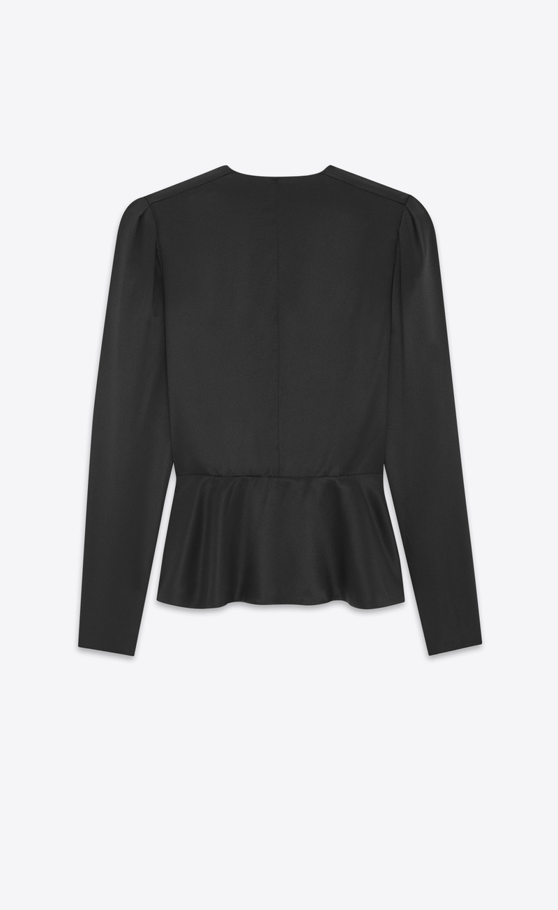 SAINT LAURENT peplum blouse in silk satin crepe outlook